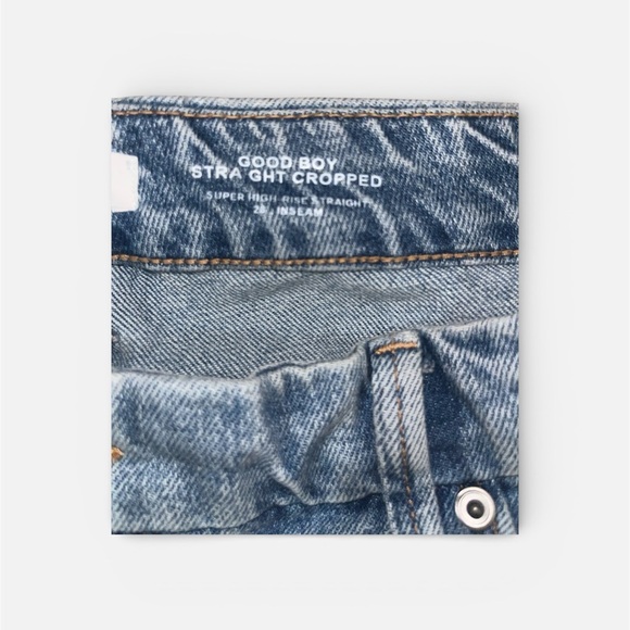 Good American Good Boy Straight Cropped Jeans | Size 18 | High Rise - Picture 4 of 5